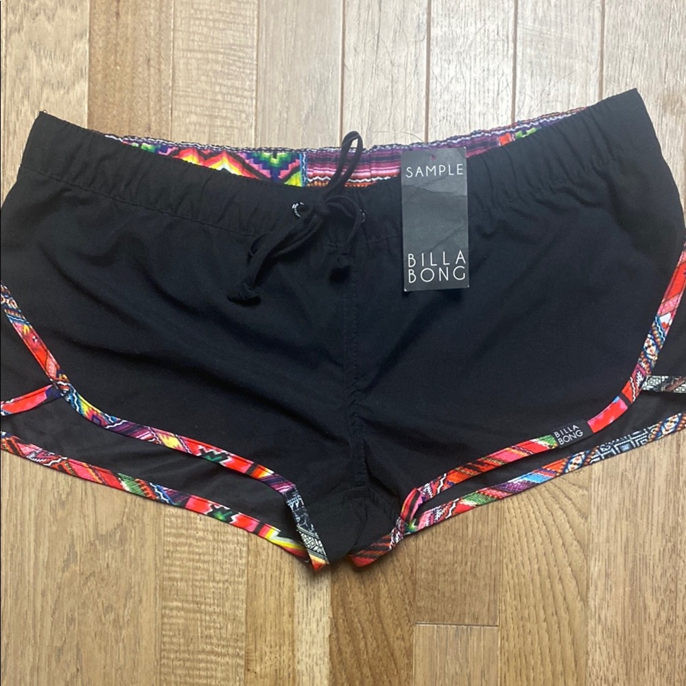 Billabong Black and Red Athletic Shorts with Eye-Catching Design